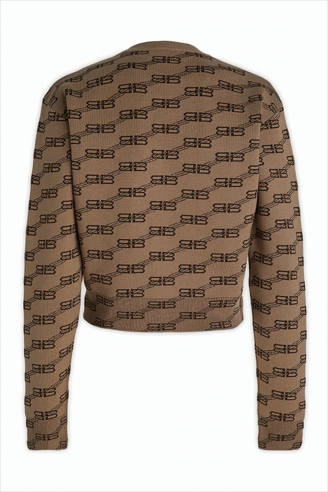 Cropped Sweater with Repeating Bow Motif