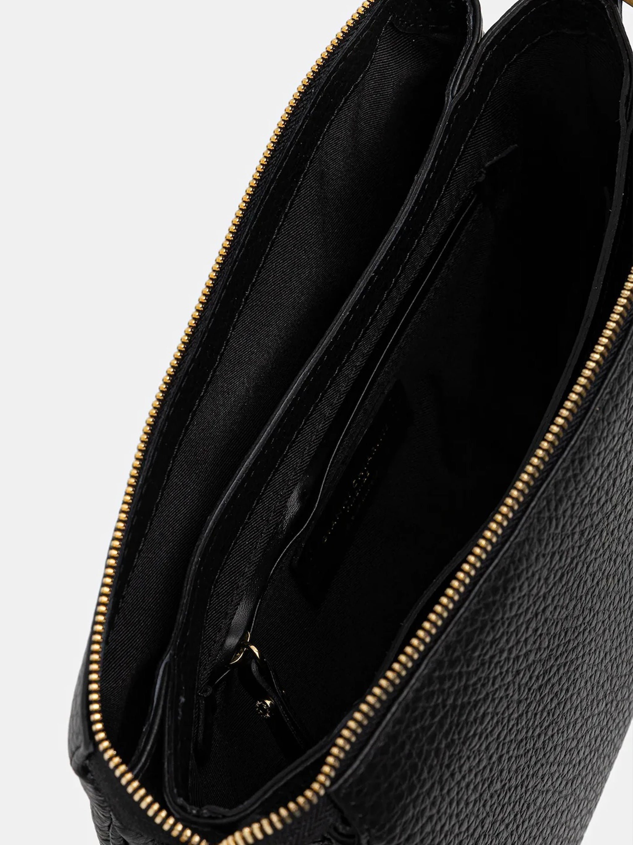 Brooke Rectangular Black Textured Leather Bag