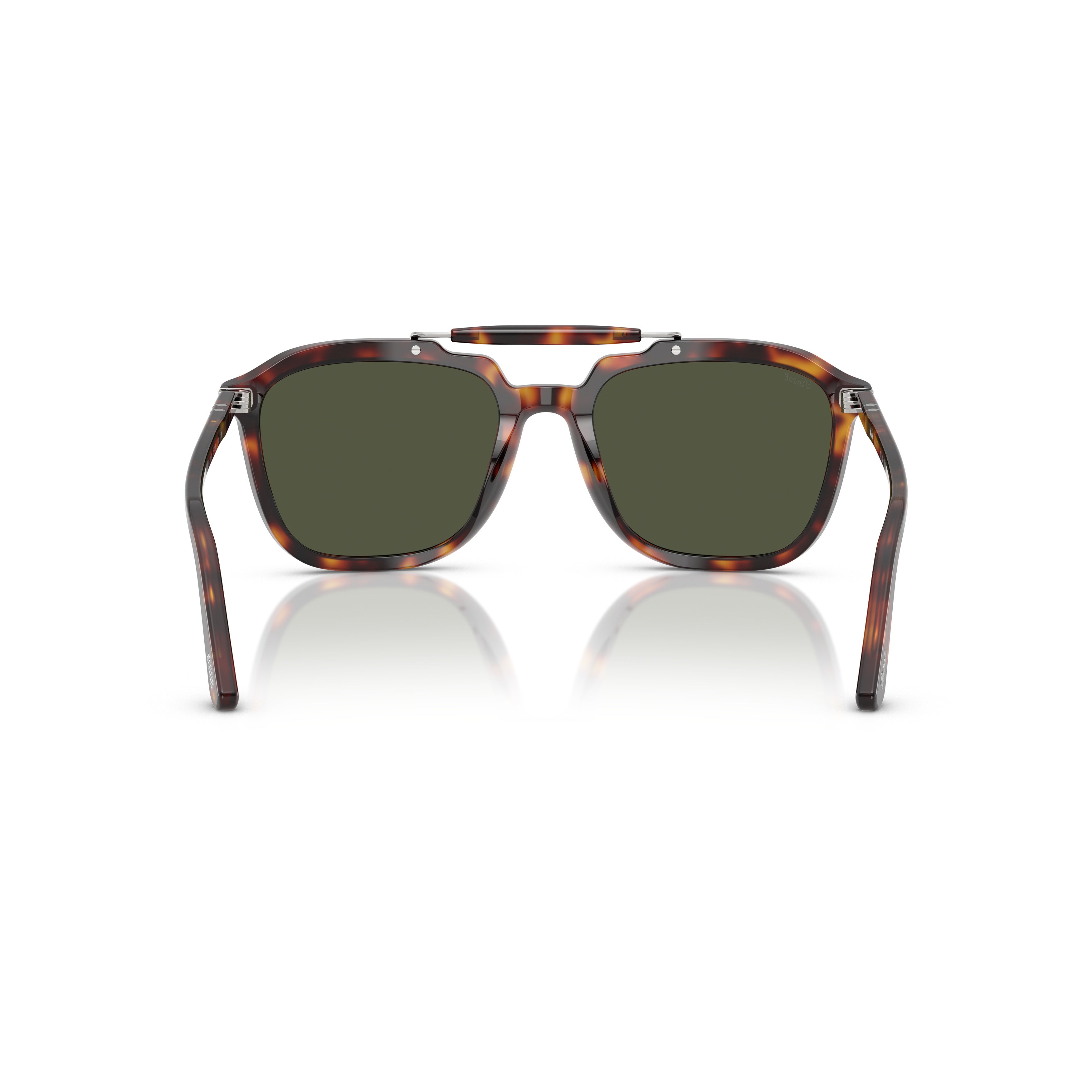0po0203s Square Frame Tortoiseshell Acetate Sunglasses with Silver Accents