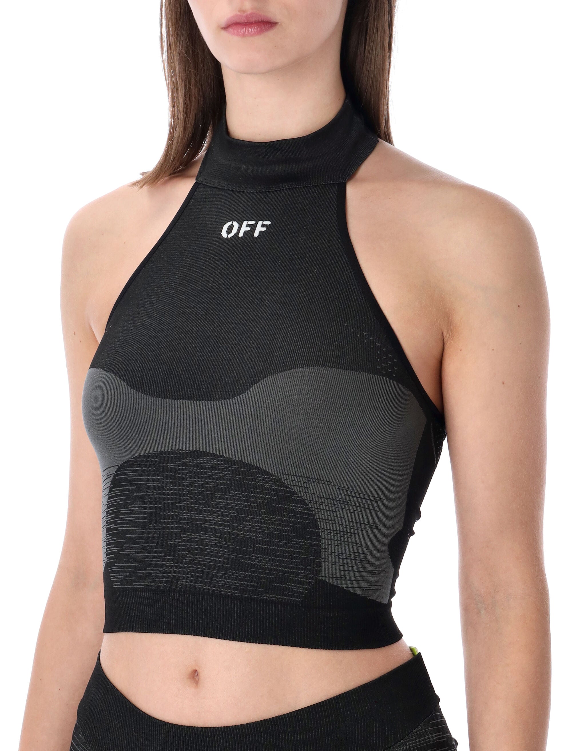 Halter-Neck Active Top with Jacquard Detailing