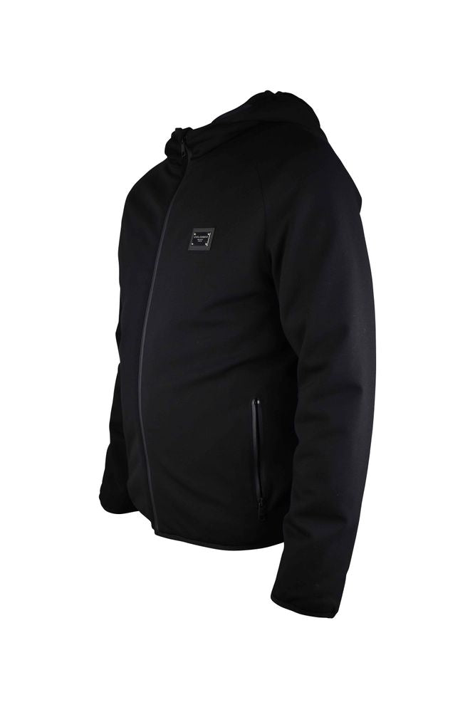 Hooded Black Vest In Stretch Technical Jersey