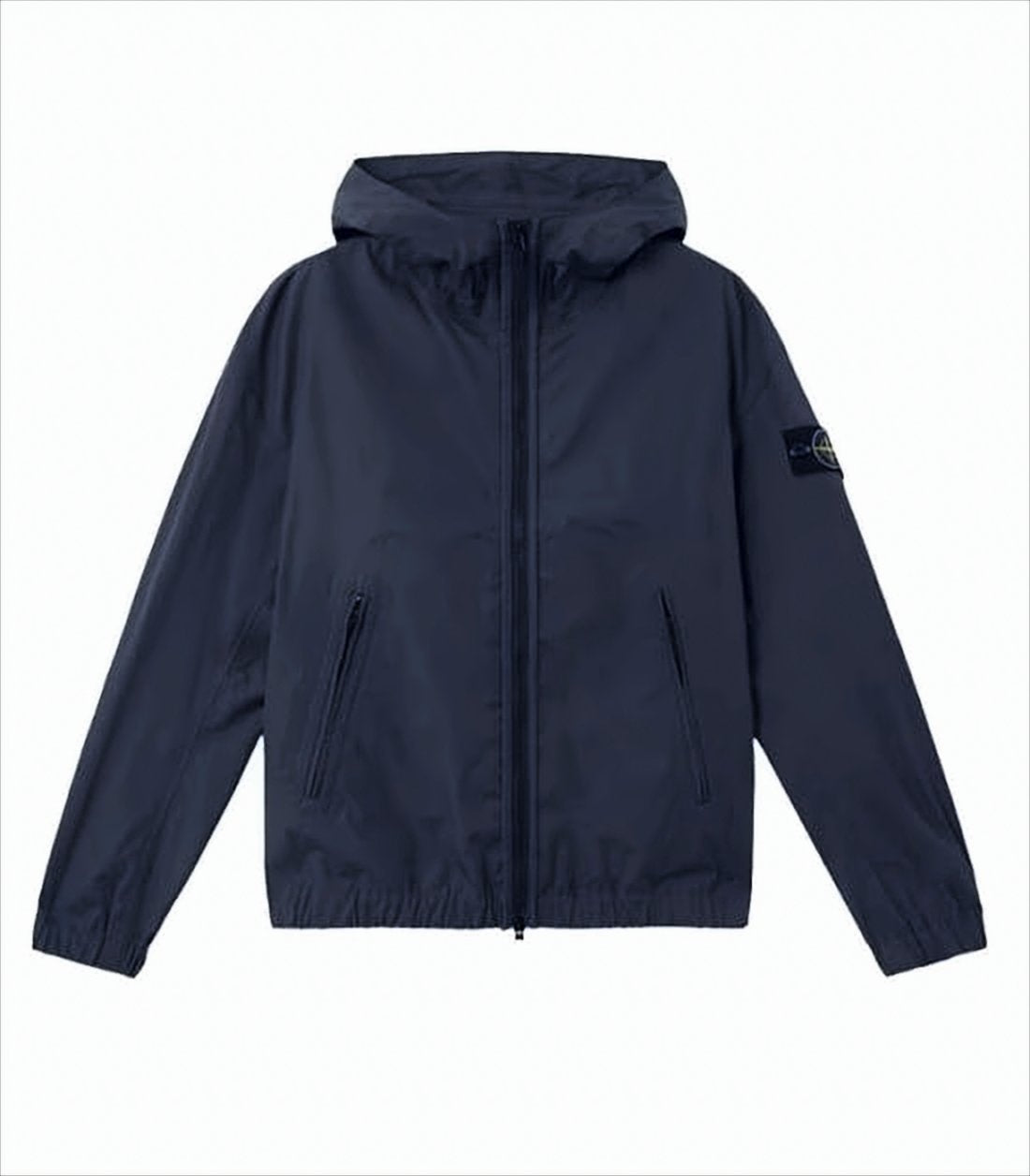 Lightweight Blue Hooded Jacket with Distinctive Patch