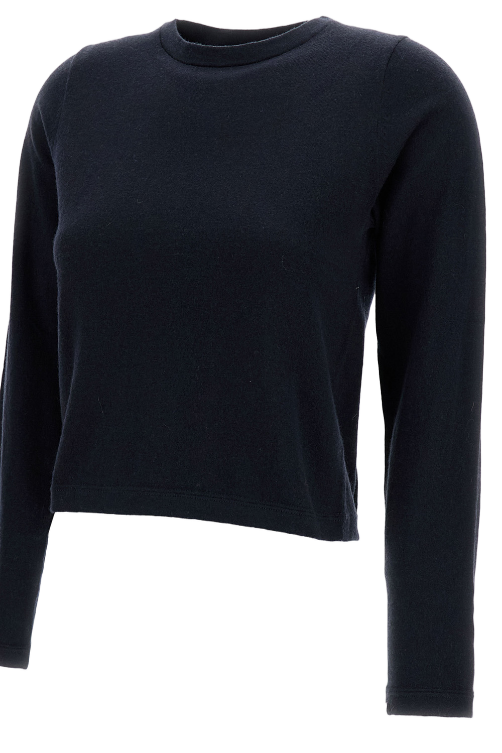 Cropped Cotton-Cashmere Blend Top With Rounded Neckline