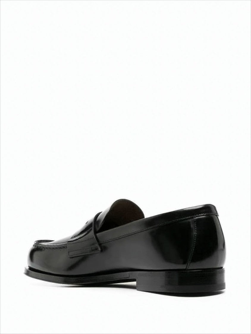 Polished Black Leather Loafers