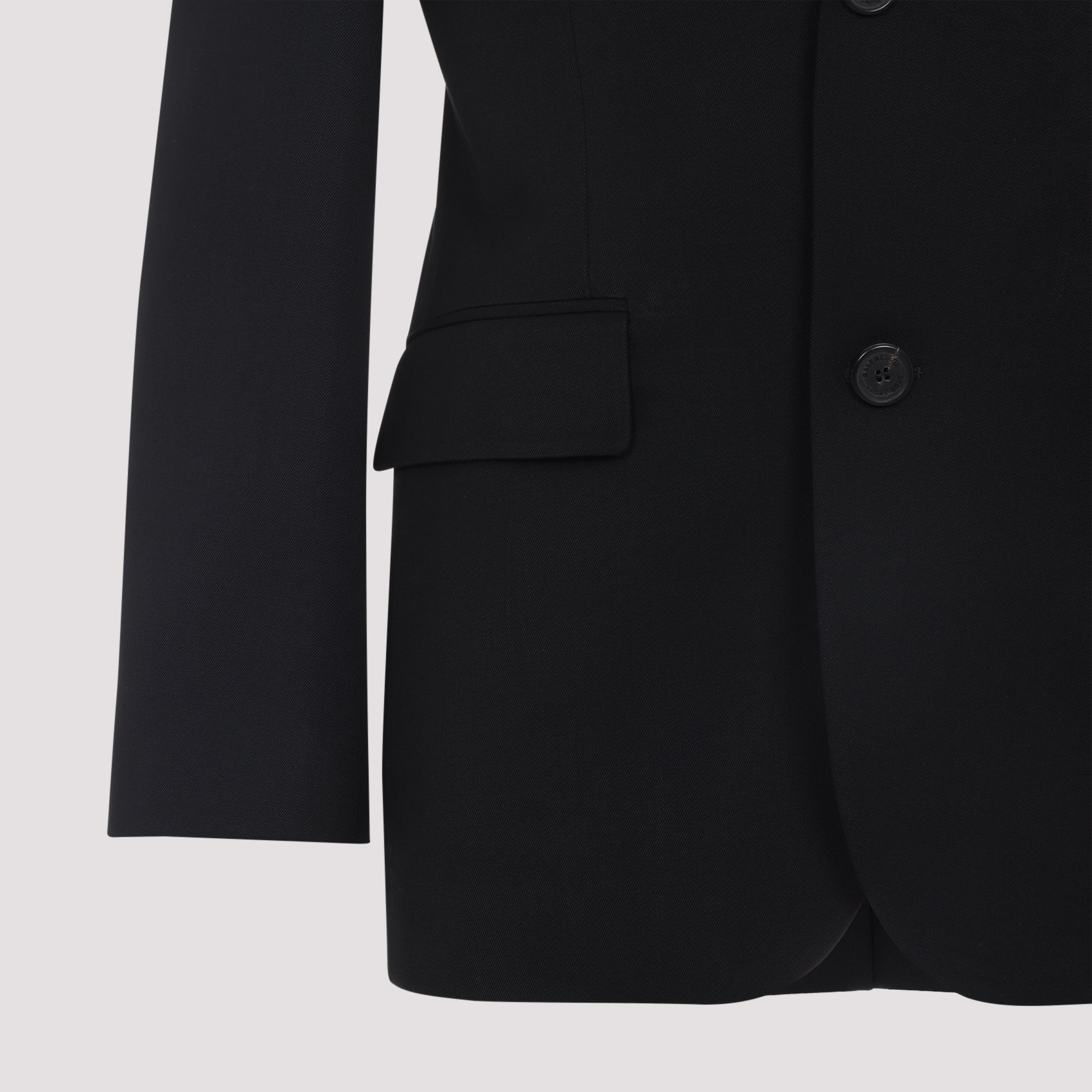 Tailored Black Cotton Jacket With Notched Lapels