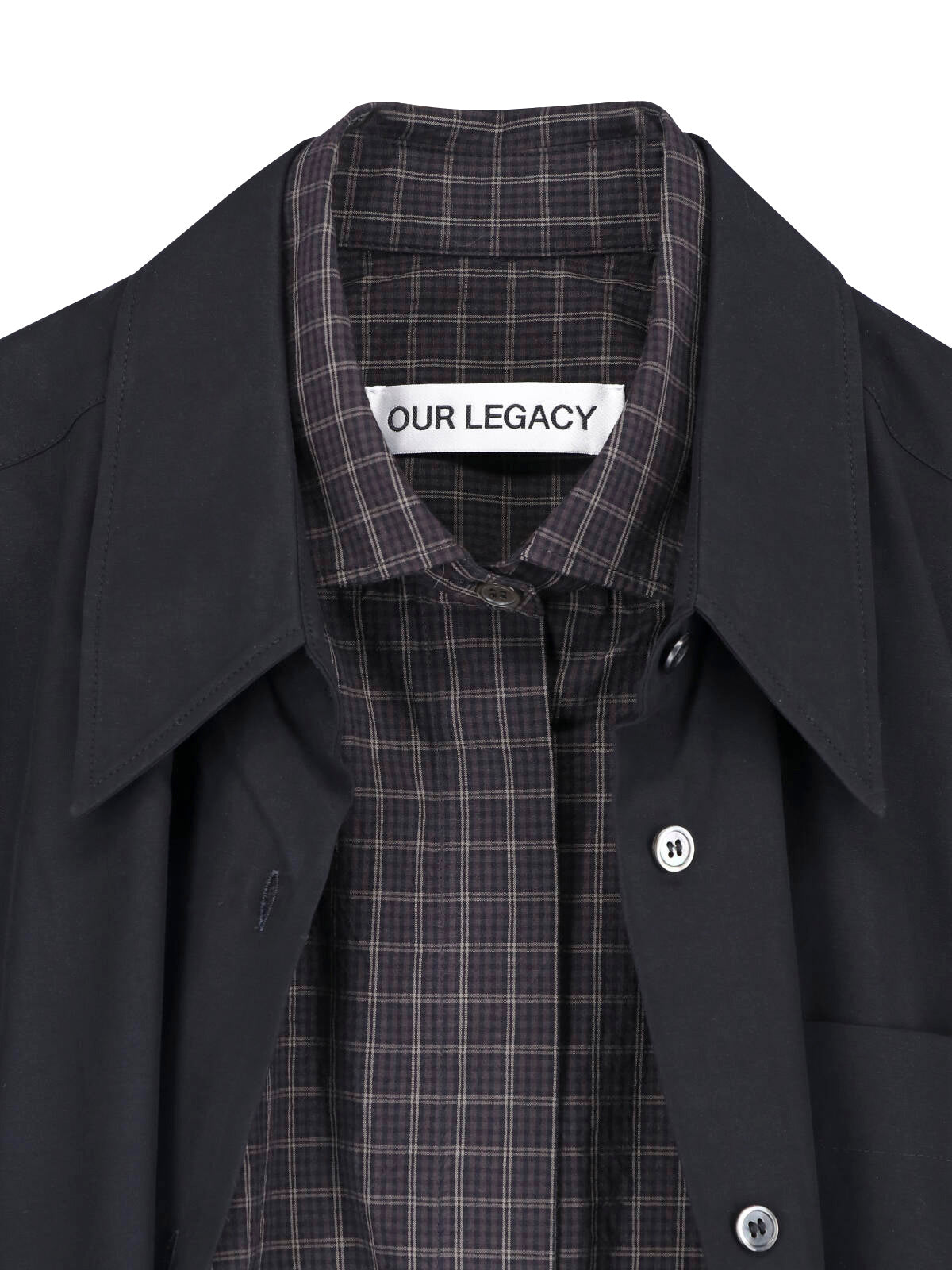 Black Layered Checkered Detail Shirt