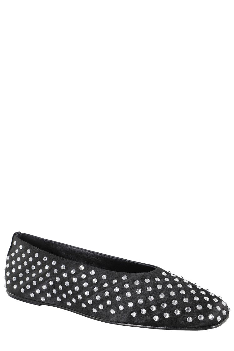 Ballet Flats Satin Black Crystals