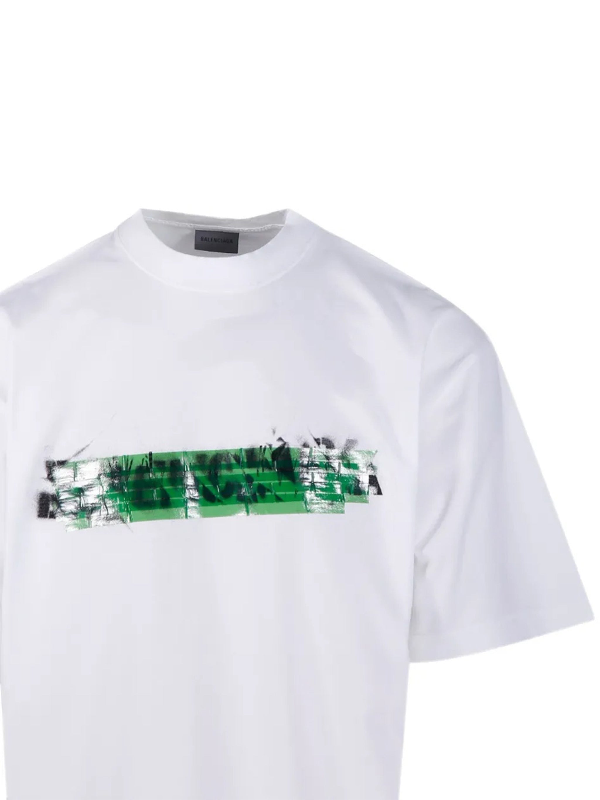 White Medium Fit Abstract Cotton T-Shirt