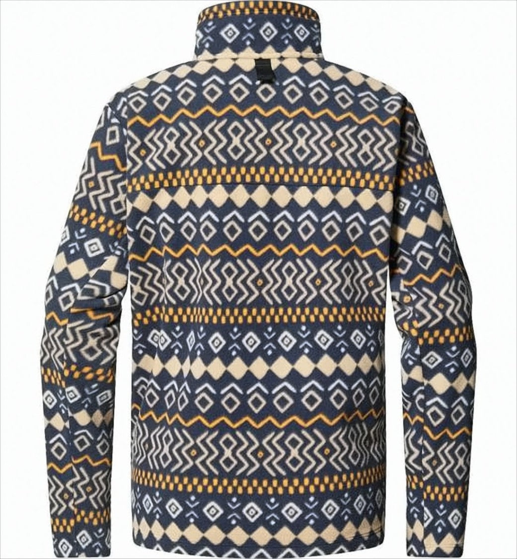 Geometric Long-Sleeve Top with High Collar