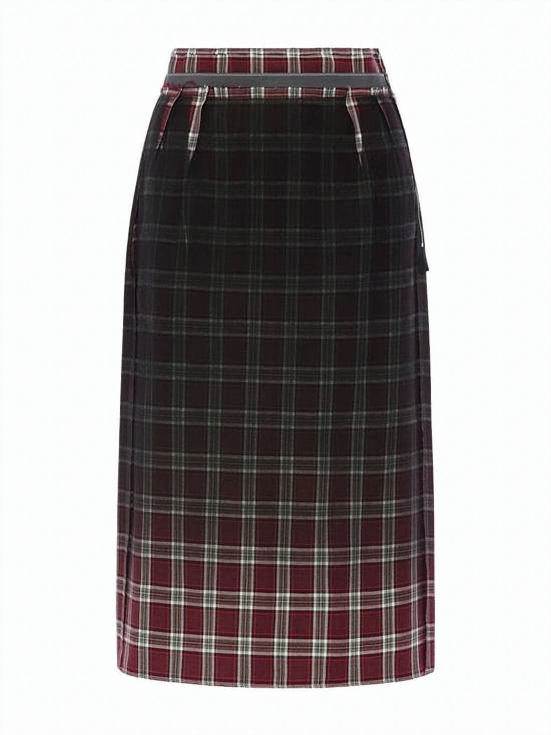 Plaid Midi Skirt with Gradient Effect