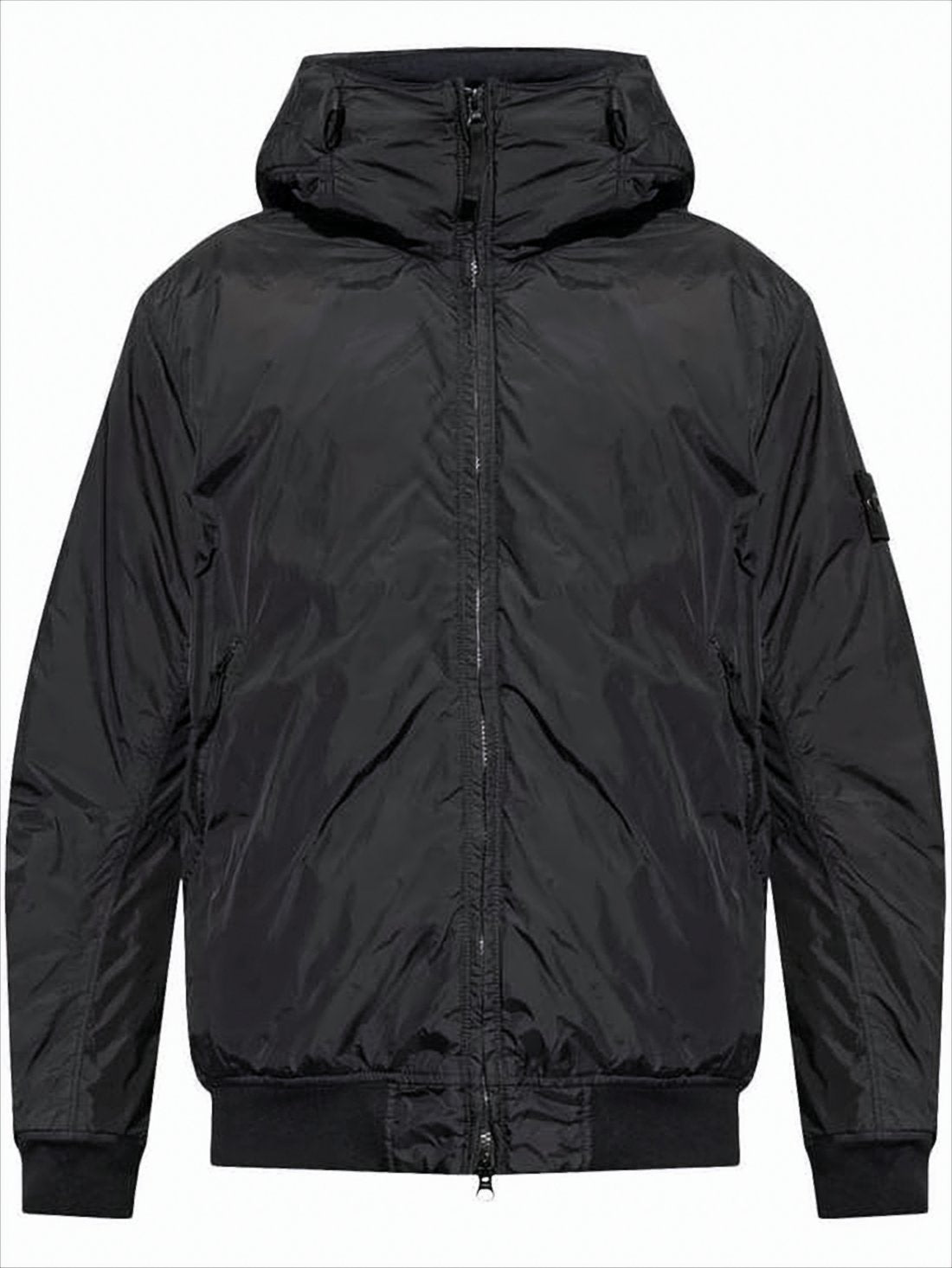Crinkled Nylon Down Jacket with Hood