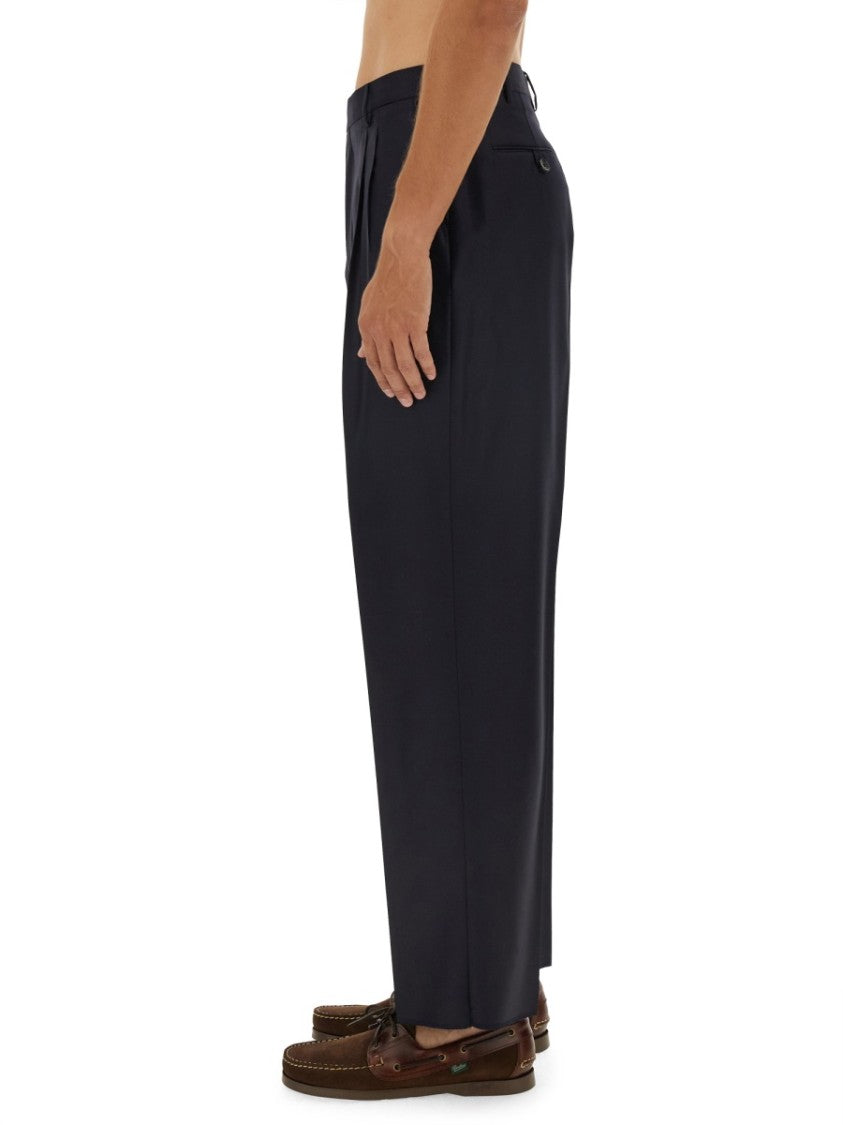 Tailored Black Wool Pants With Sharp Pleats