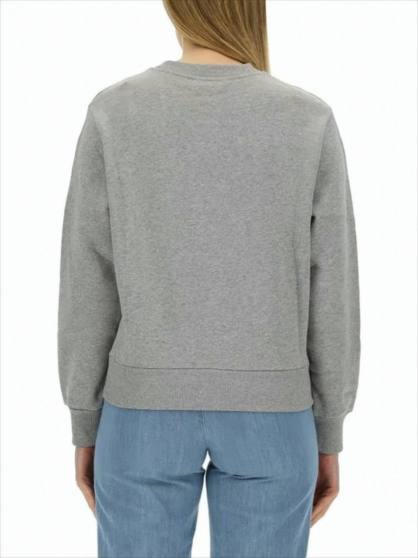 Grey Long-Sleeve Top with Crew Neckline