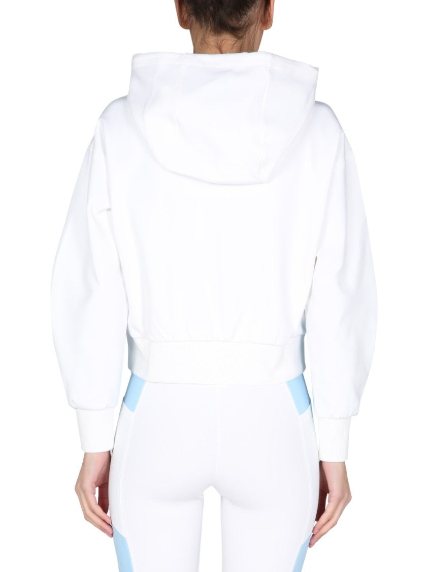 Cropped Sweatshirt With Drawstring Hood