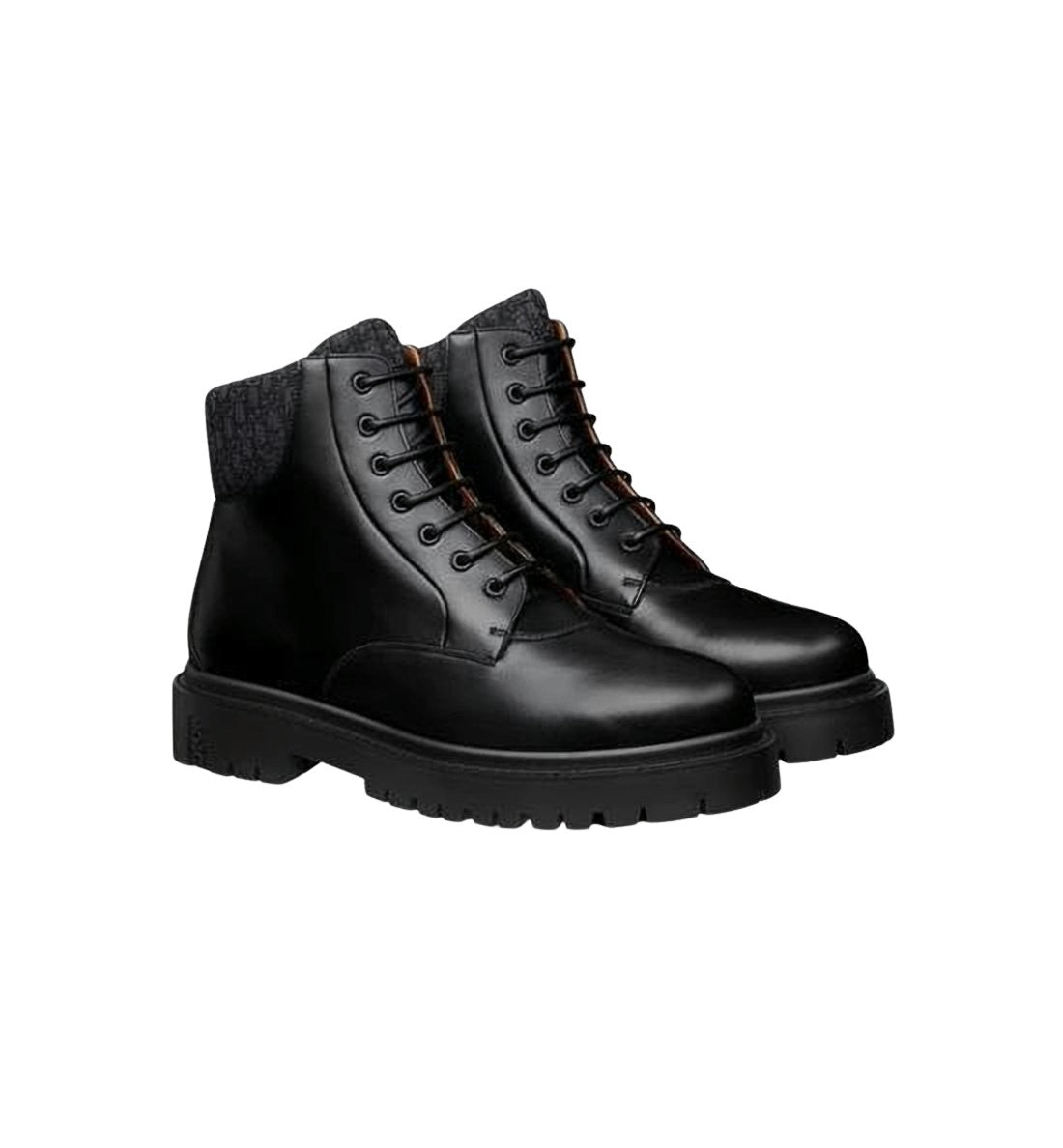 Lace-Up Ankle Boots with Textured Collar
