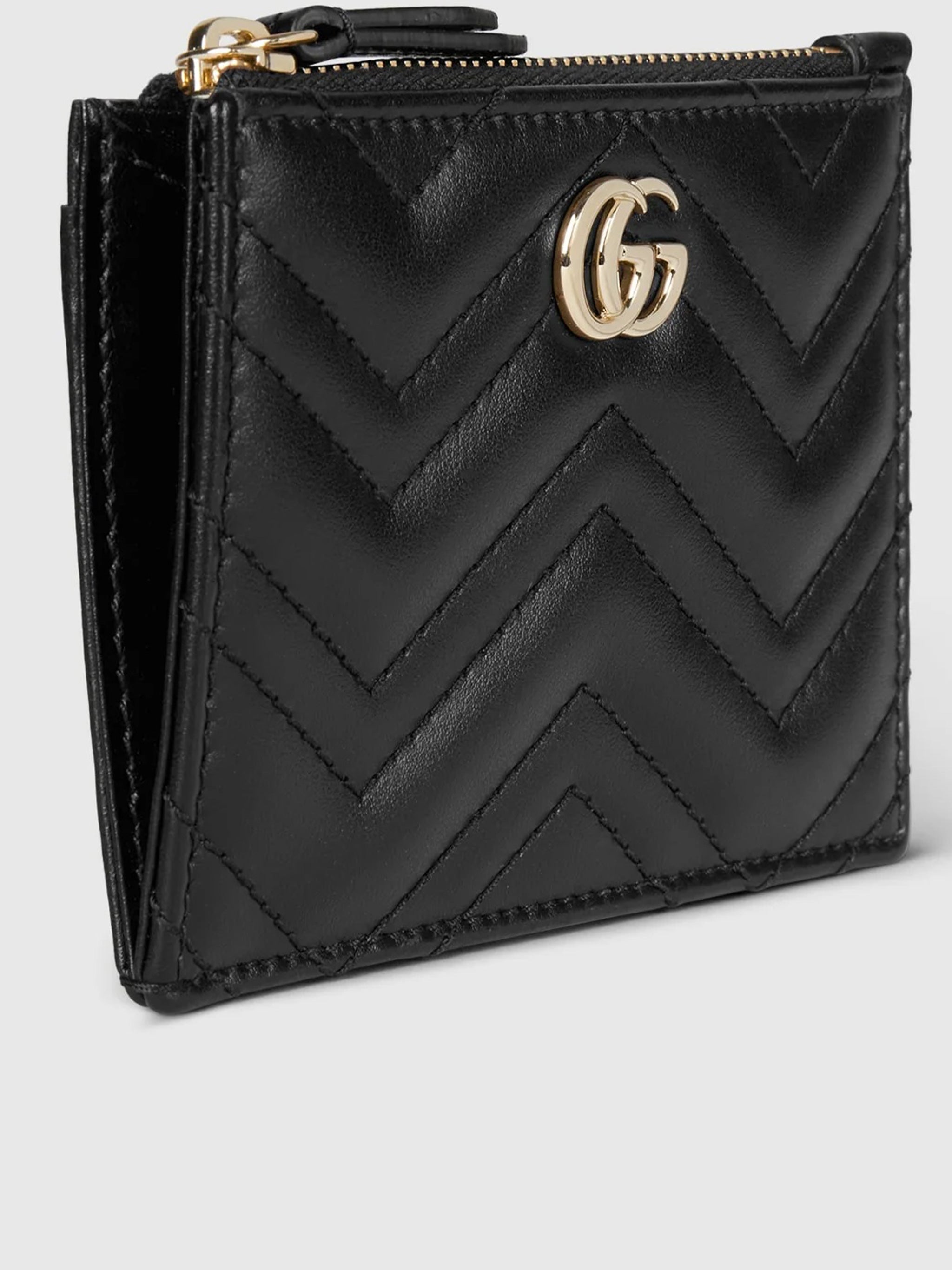 Black Chevron Quilted Leather Key Pouch