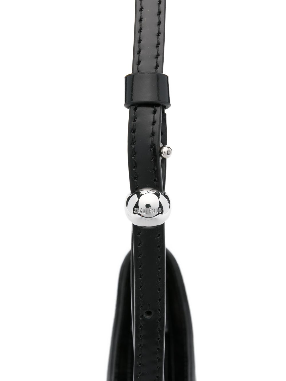 Curved Black Calf Leather Shoulder Bag