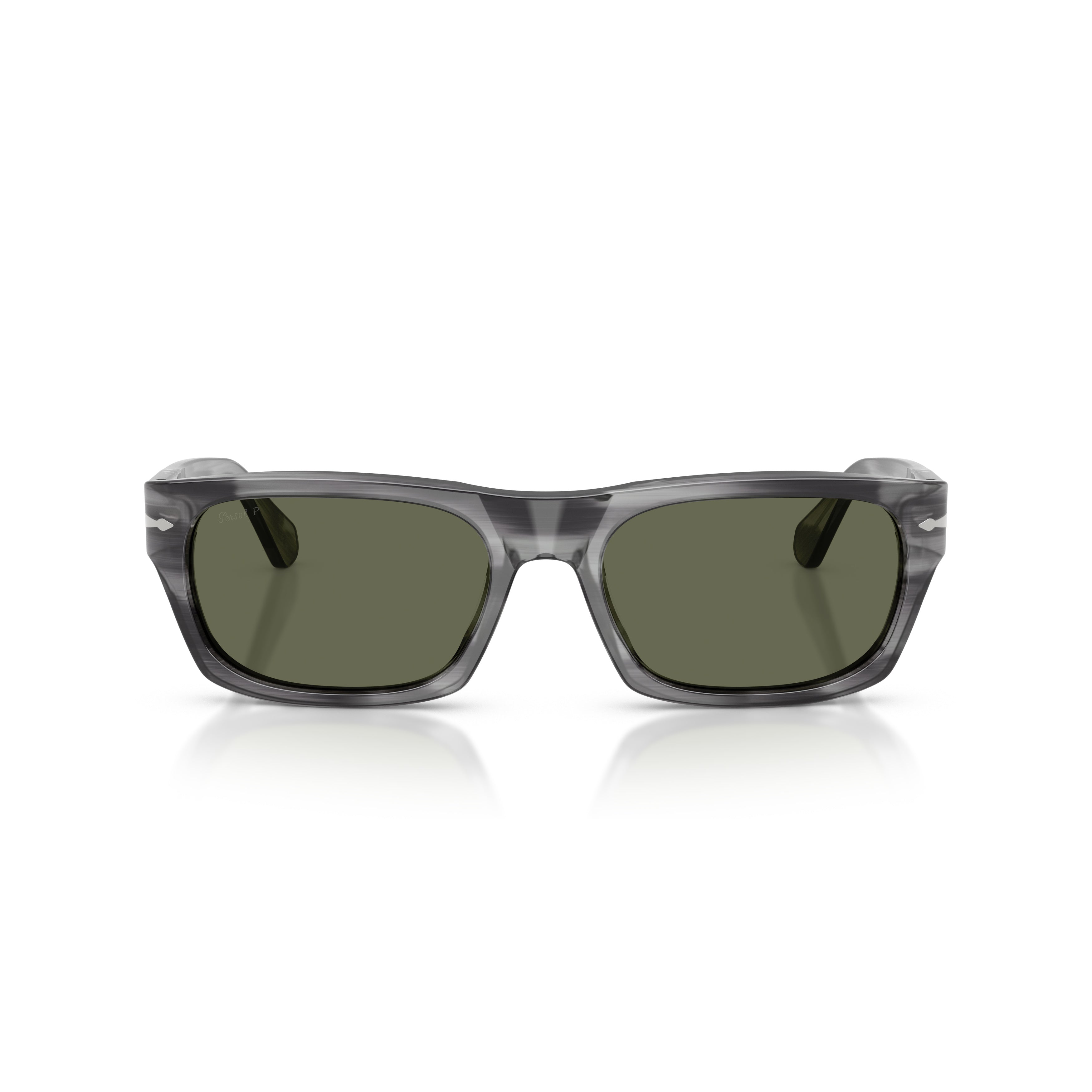 0po3398s Rectangular Grey Acetate Sunglasses with Dark Lenses