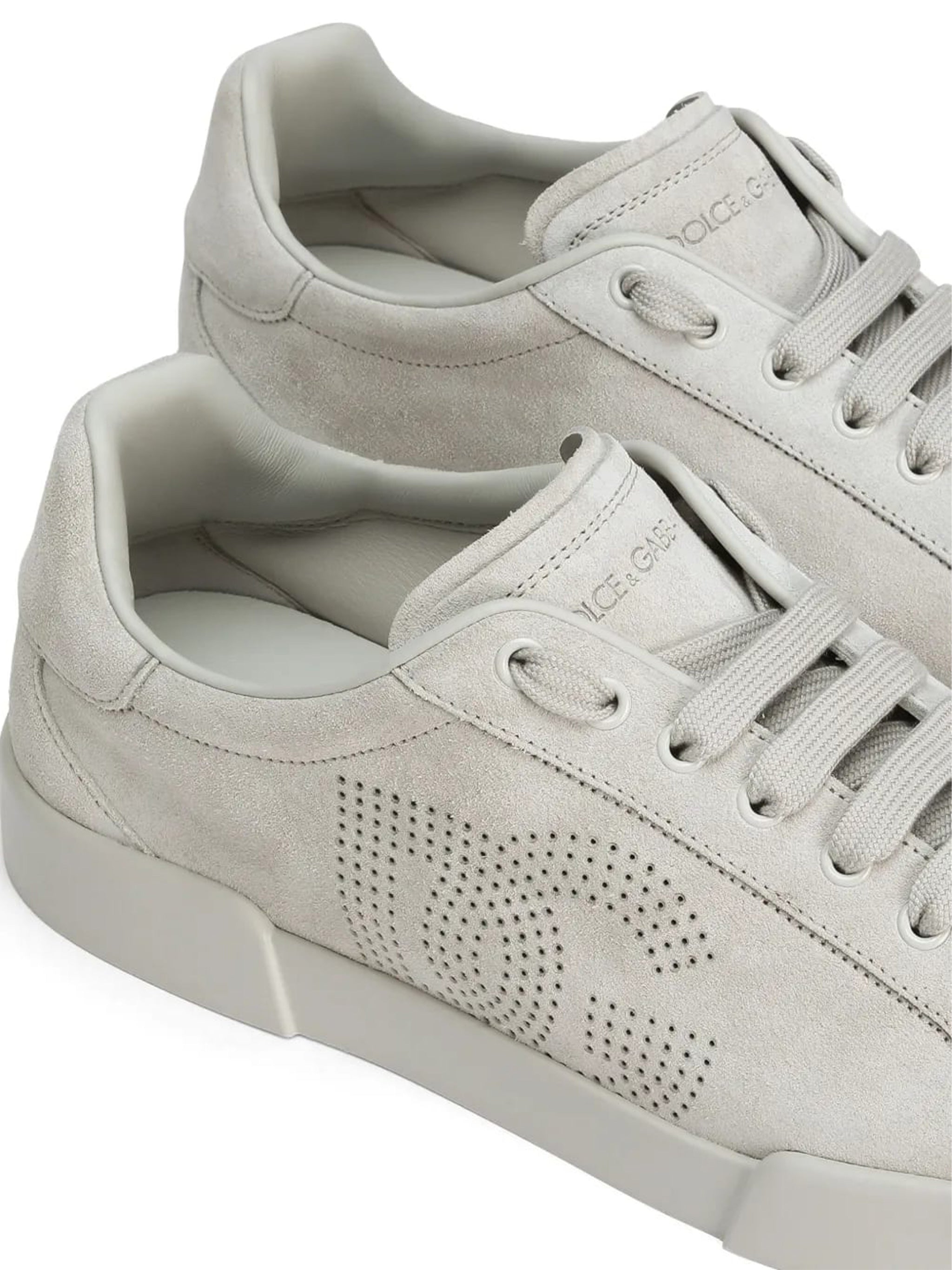 White Refined Perforated Logo Calf Sneakers
