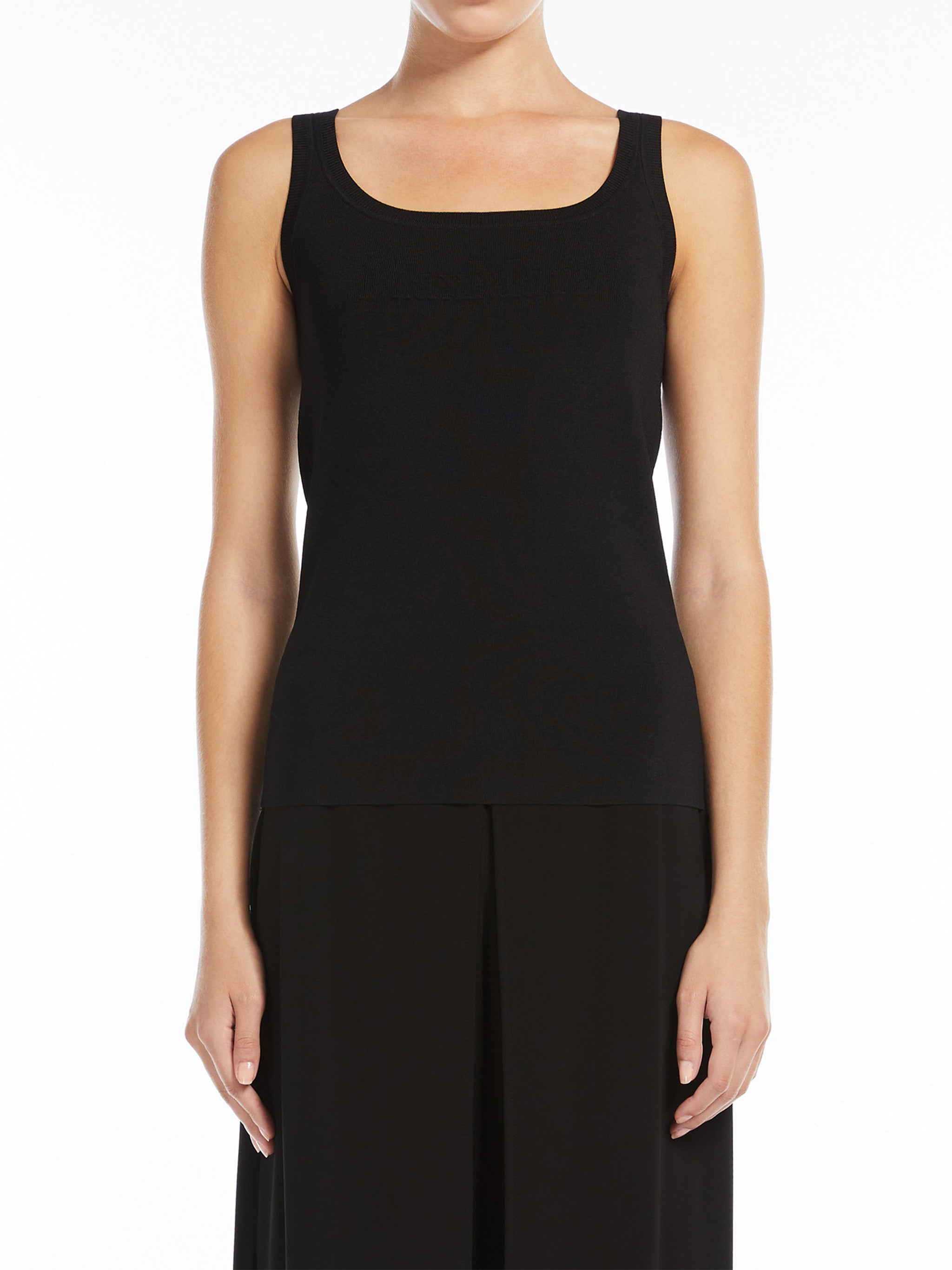 Black Pentola Fitted Sleeveless Viscose Top