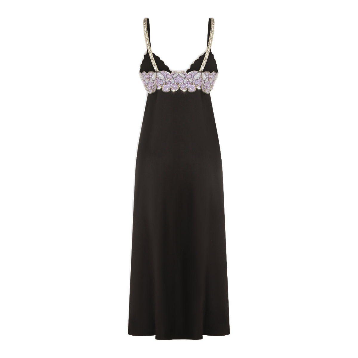 Fitted Black Midi Dress With Lavender