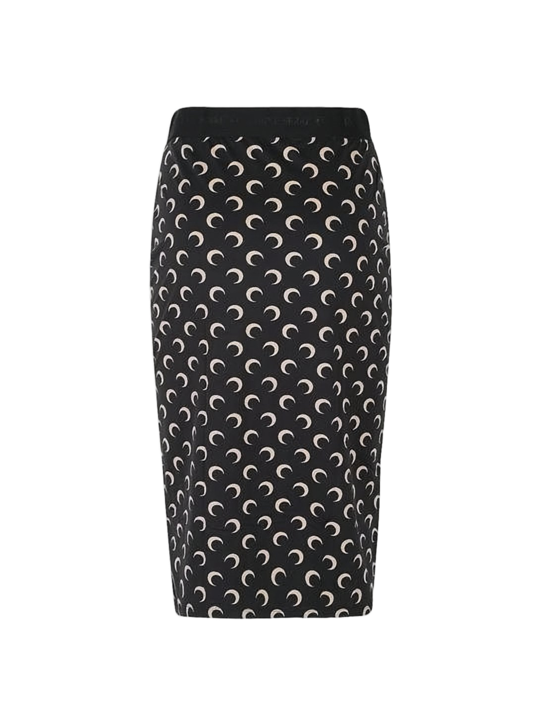 Fitted Midi Skirt with Crescent Moon Pattern