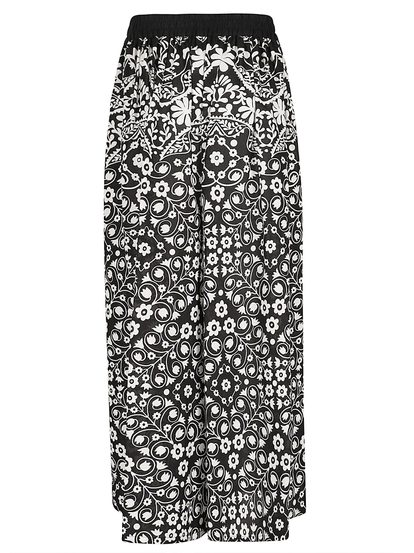 Wide Leg Trousers with Intricate Floral and Geometric Pattern