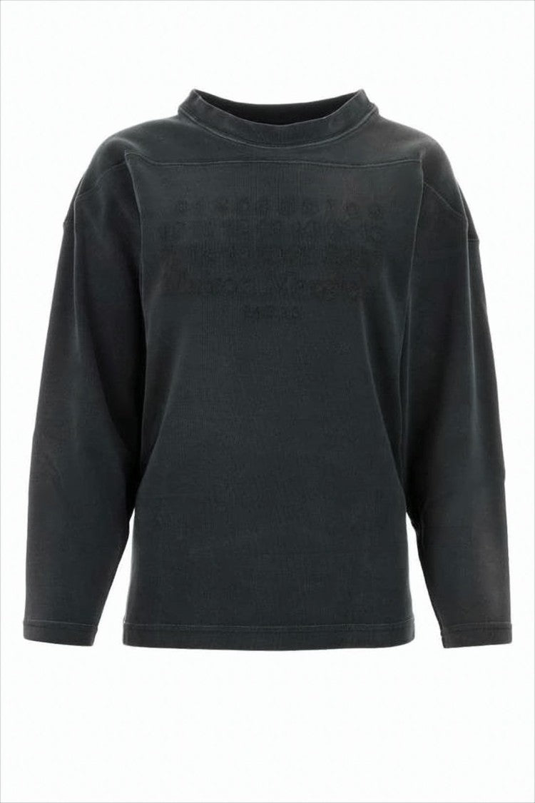 Long-Sleeve Top With Textured Design And Ruffled Neckline