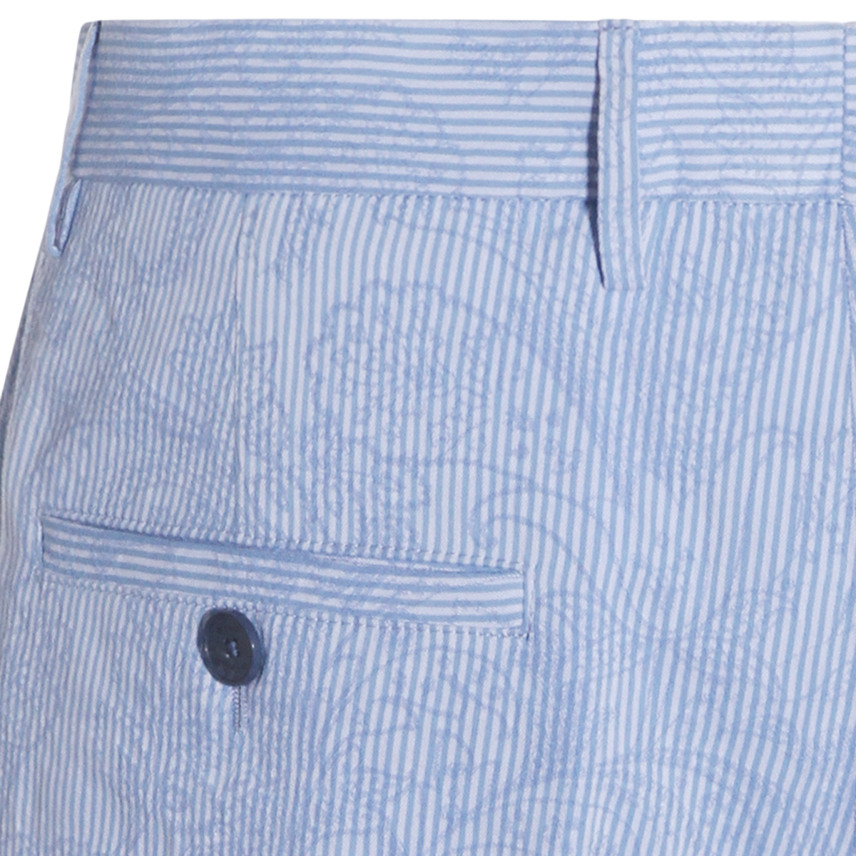 Tailored Blue Shorts with Stripe Pattern