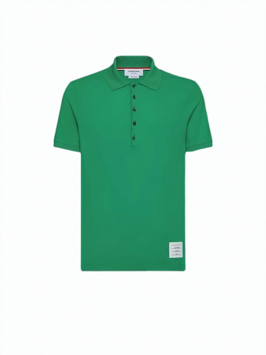 Tailored Green Short-Sleeve Polo With Classic Collar And Button Placket