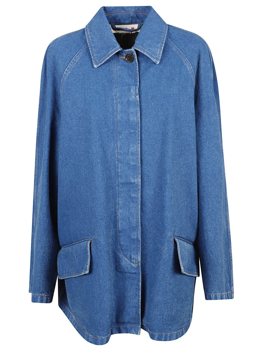 Oversized Denim Jacket With Structured Collar
