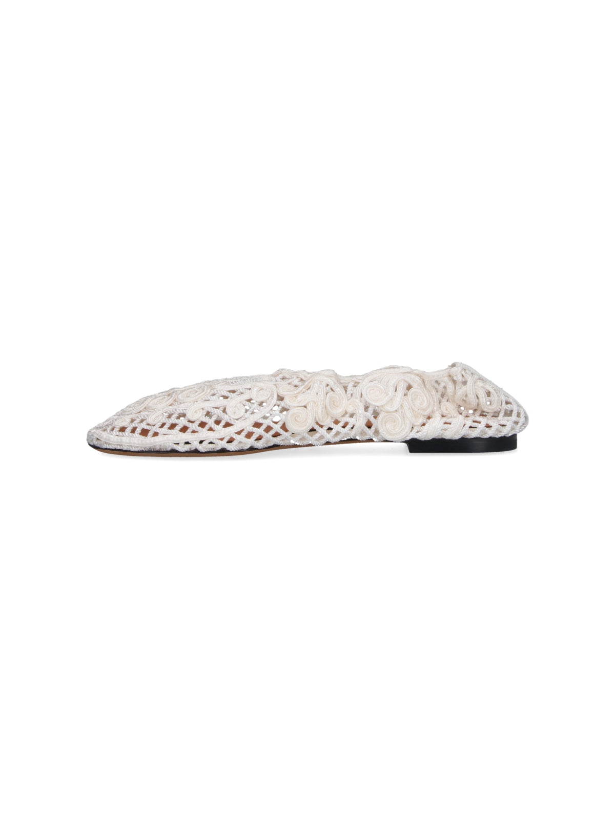 Black Pointed Toe Intricate Lace Flats