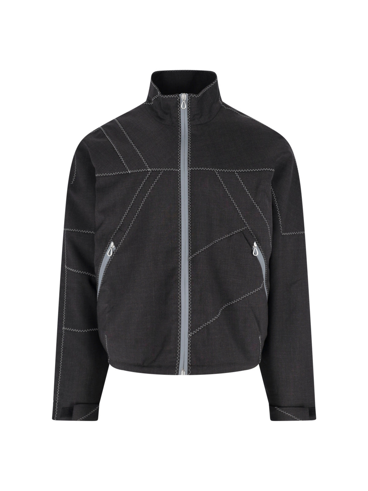 Brown Fosco Textured Wool Zip Jacket