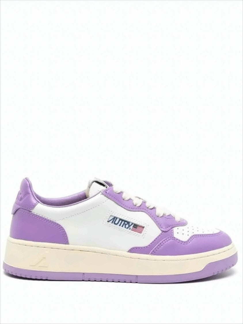 Low-Top Sneakers with Lavender Overlays and Padded Collar
