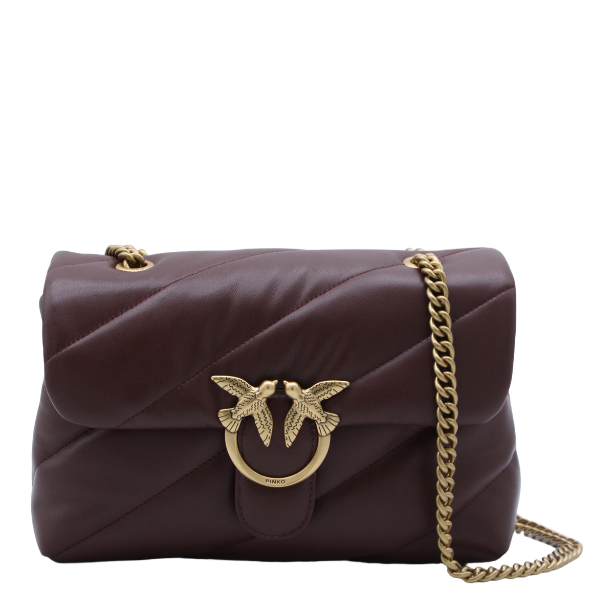 Quilted Purple Bag With Gold-Tone Bird Clasp
