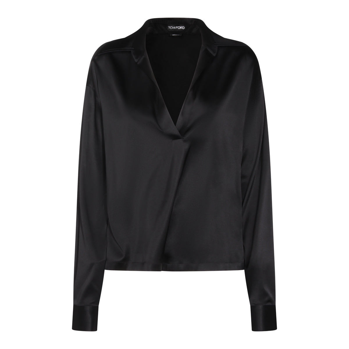 Satin-Finish Black Blouse