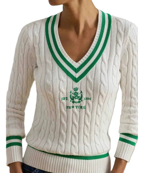 White Meren Linen Pullover Sweater