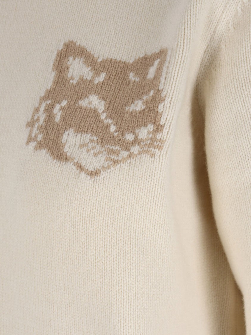 White Minimalist Sweater With Design