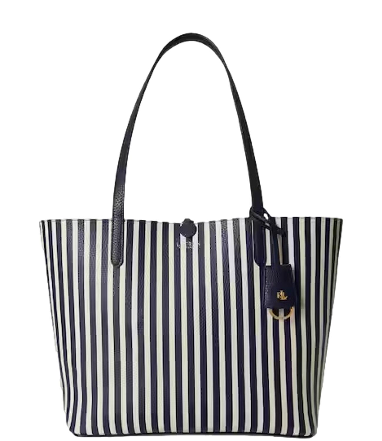 Navy Blue Reversible Polyurethane Tote Bag