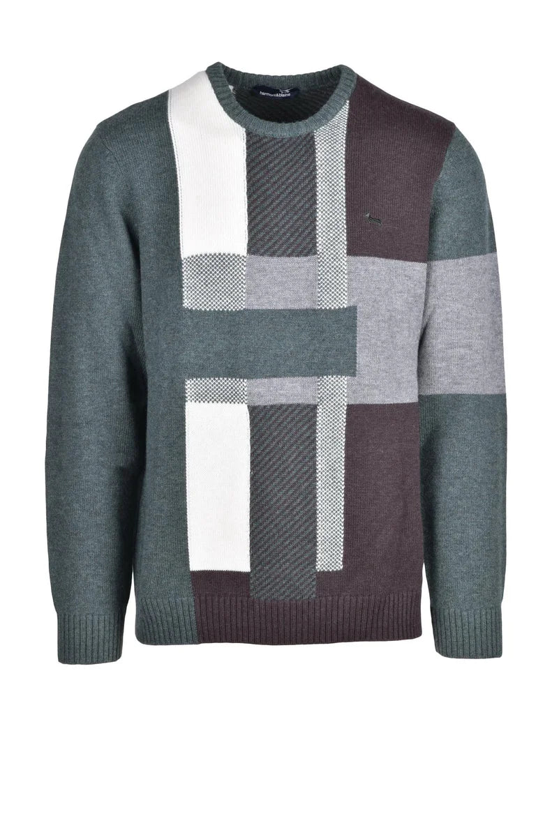 Brown/Green Wool Polyamide Acrylic Men's Sweater