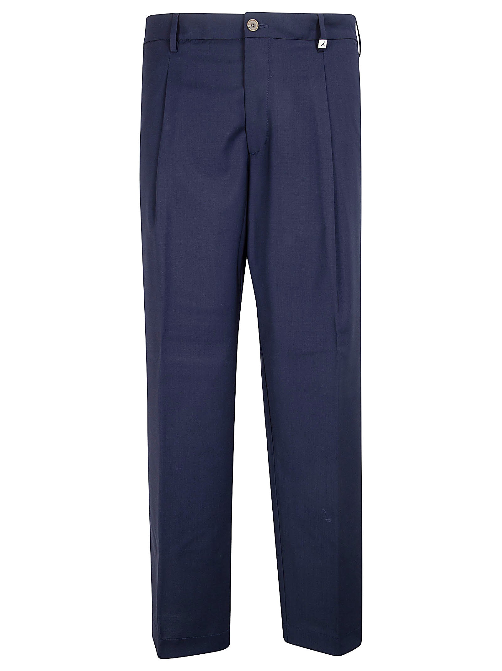 Tailored Straight Leg Trousers with Button Closure and Pleated Front