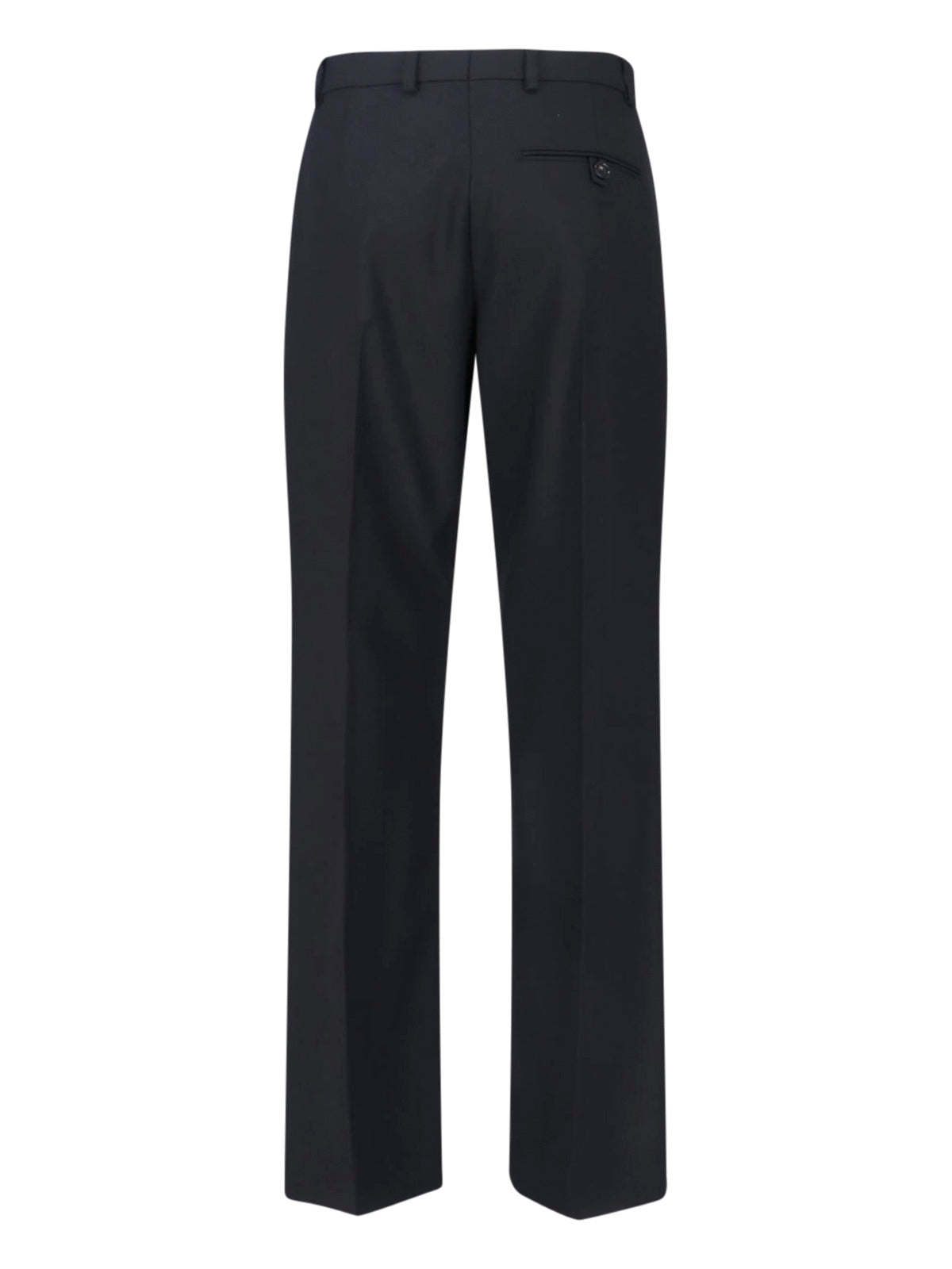 Black Tailored Wool Satin Stripe Trousers