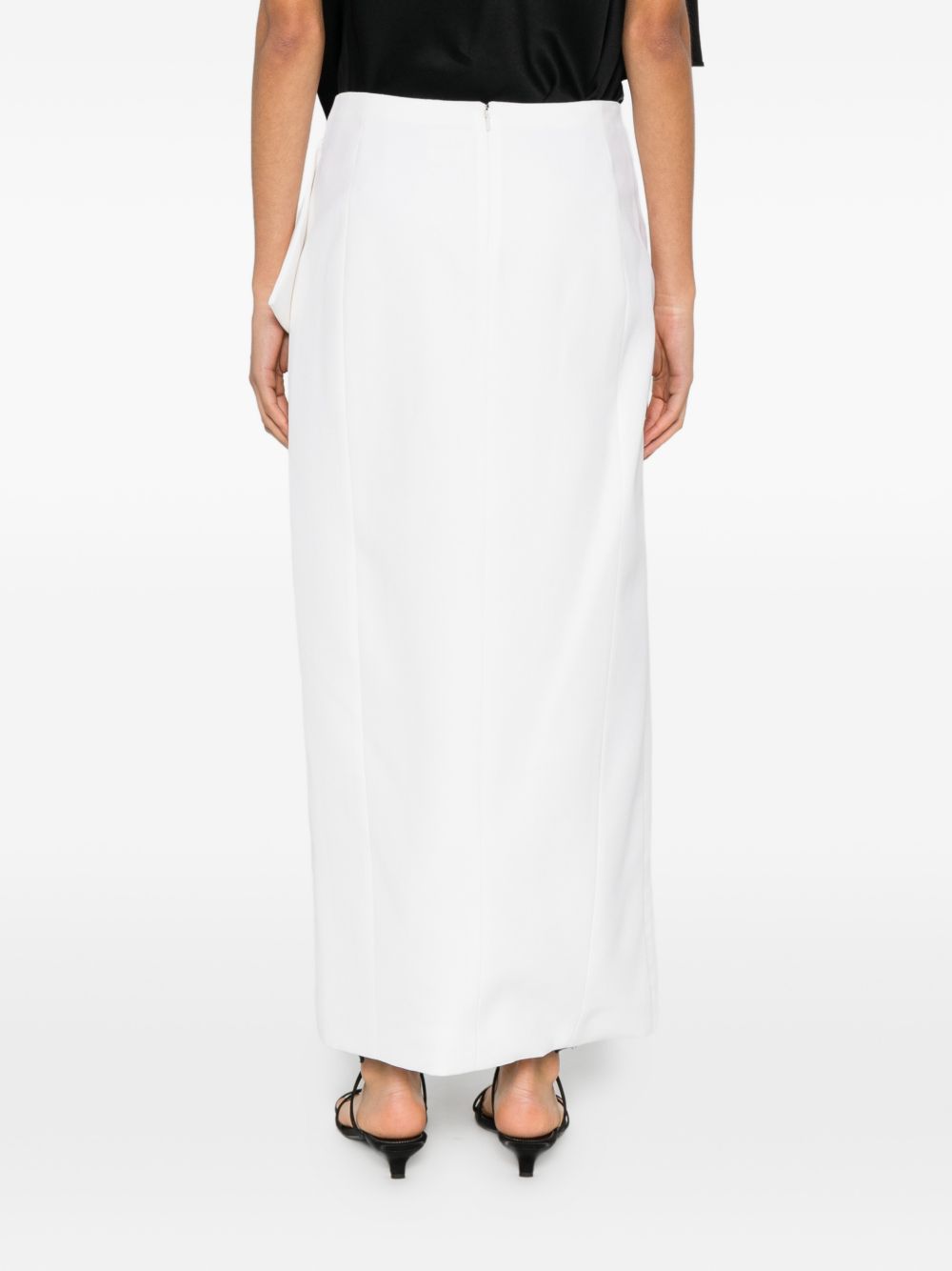 Ankle-Length Wool Skirt with Side Ruffle