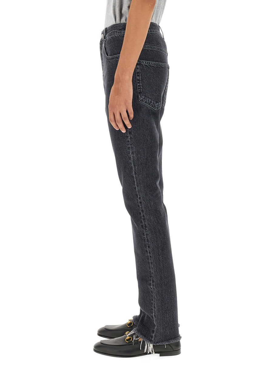 Straight-Leg Denim Pants with Traditional Five-Pocket Design