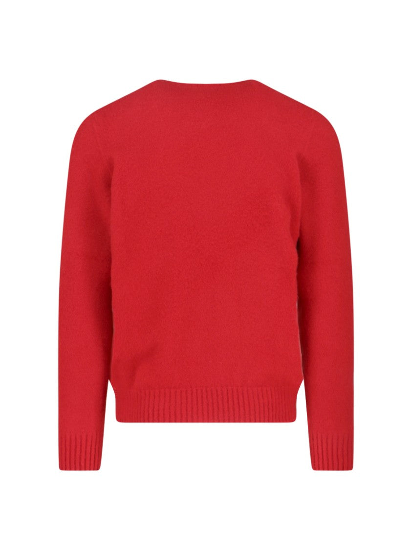 Cashmere Sweater, Red, Crew Neck, Long Sleeves