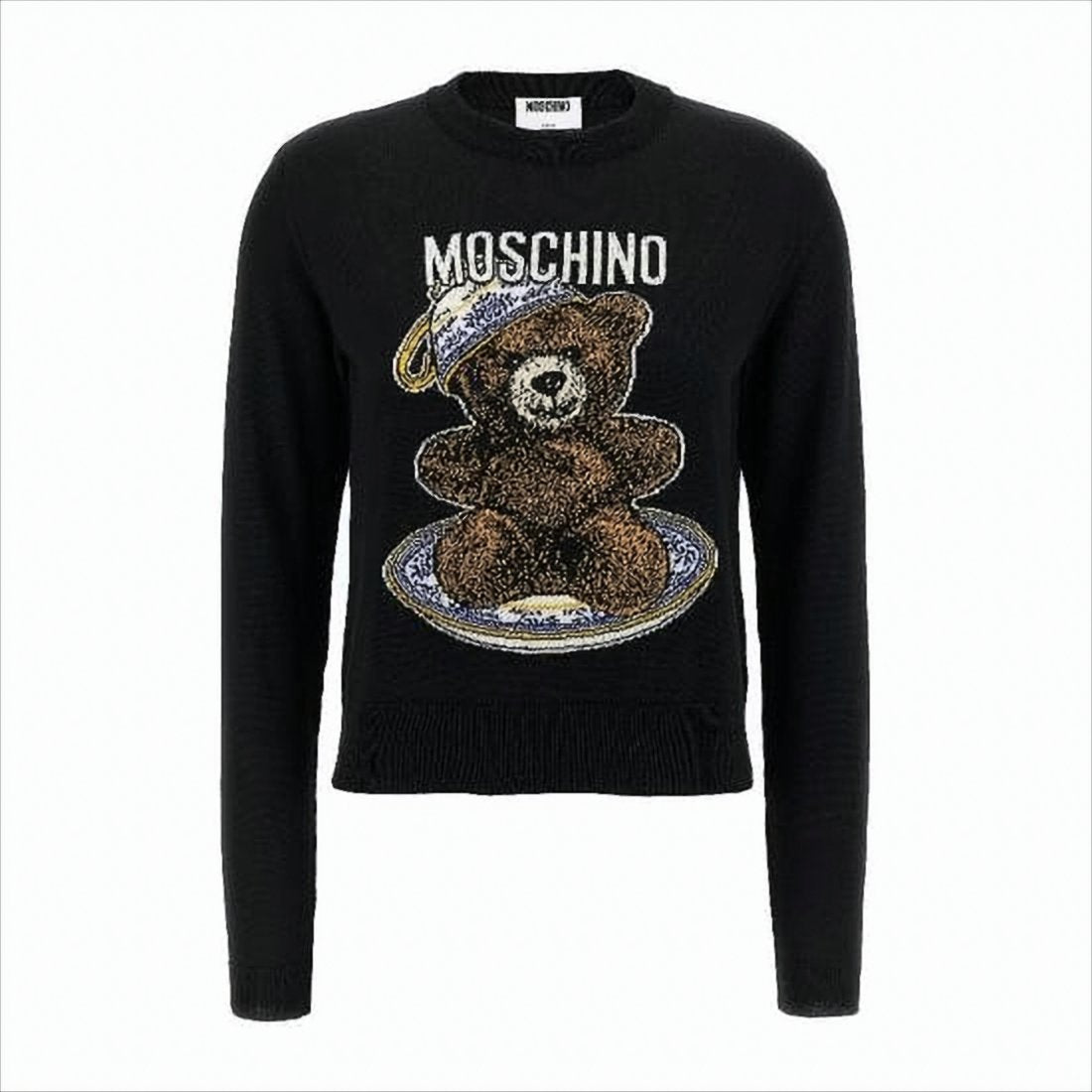 Wool Sweater with Playful Teddy Bear Graphic