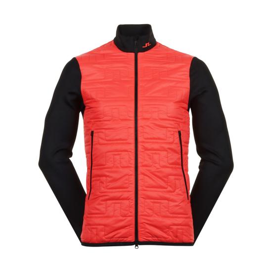 Quilted Red Jacket with Embossed Front Panel and High Collar