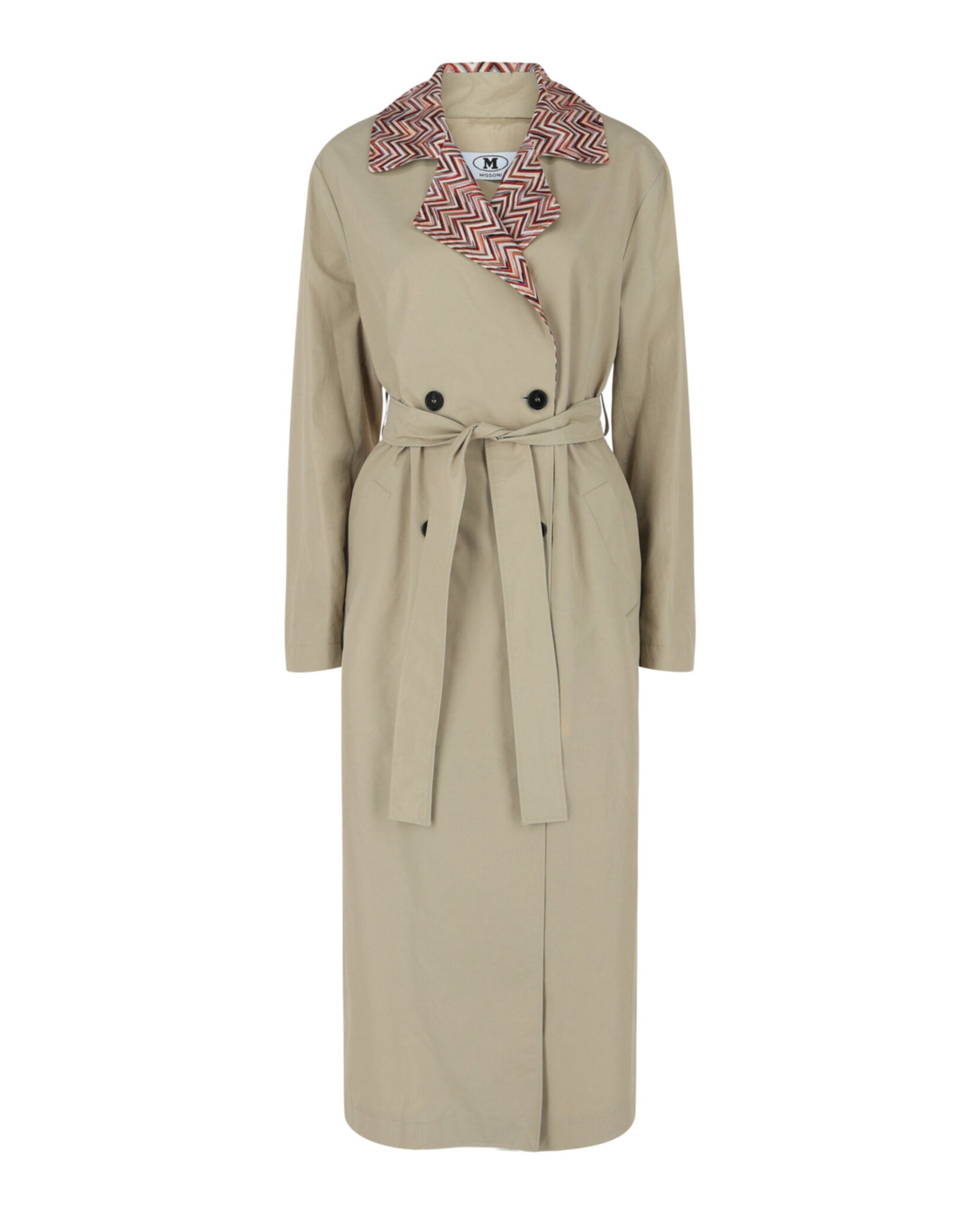 Double Breasted Chevron Trench Coat