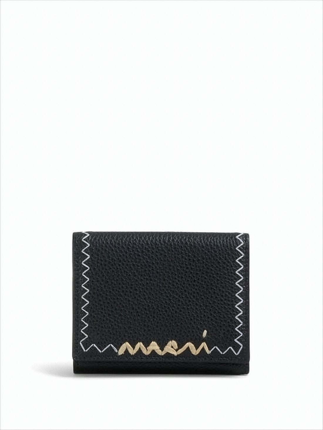 Compact Black Cowhide Leather Wallet