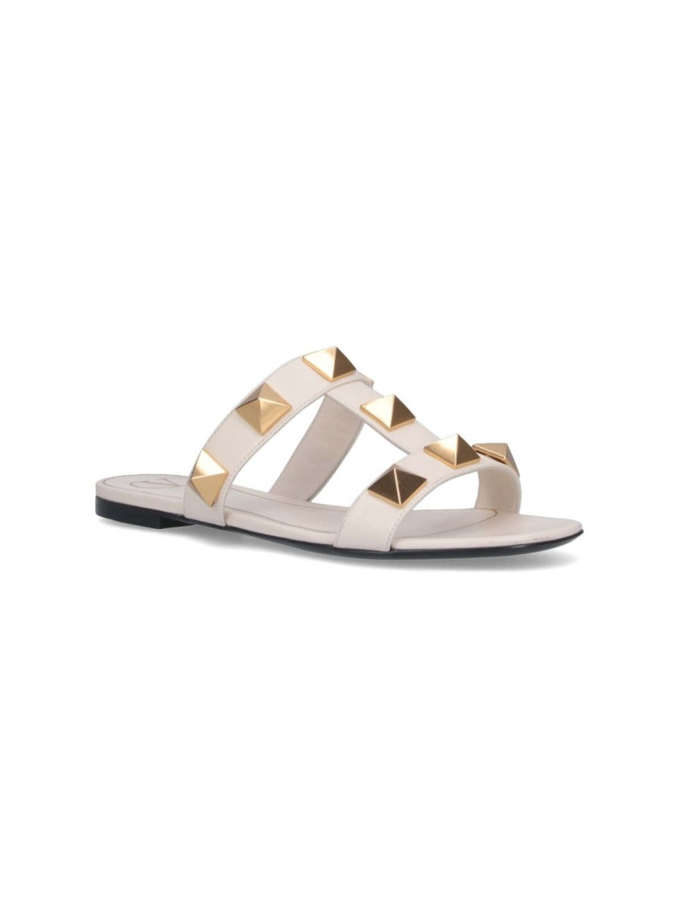 Flat Sandals With Pyramid Gold Studs